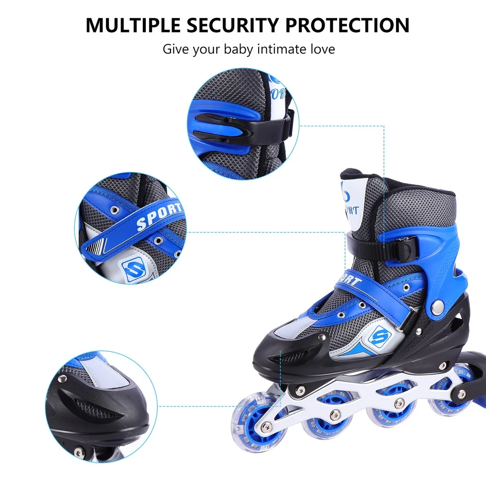 

1 Pair Practical Skating Patins Inline Skates Roller Shoes with Light Wheels