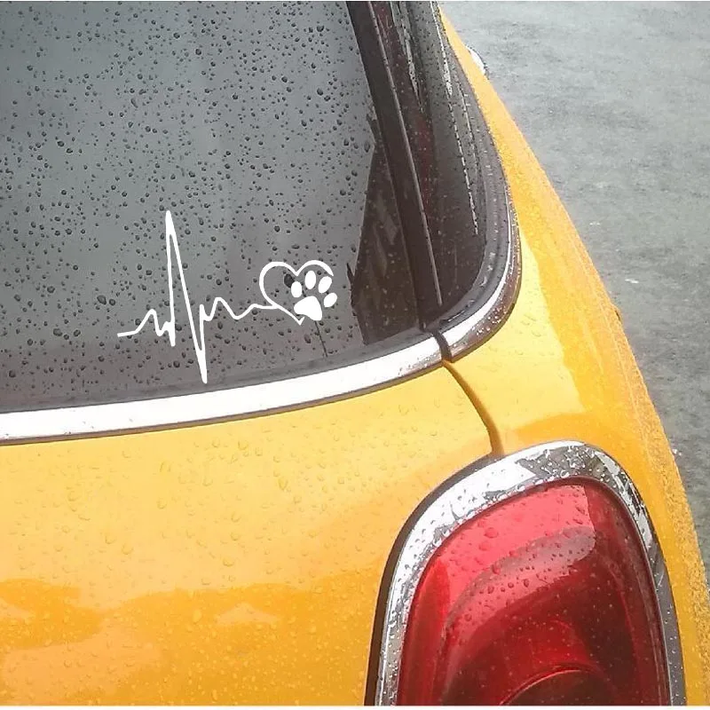 

Car Sticker Motorcycle Sticker Fashion Heartbeat Lifeline and Paws Belored Cat Dog PVC Decal Decoration 14CM*11CM