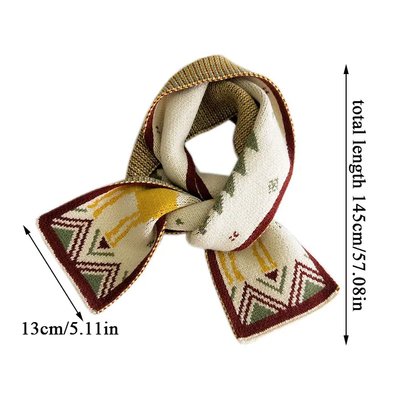 

Warm Knitted Scarf Women Fashion Cartoon Elk Pattern Long Scarves Shawls Autumn Winter Head Wrap Girls Neck Collar Neckerchief