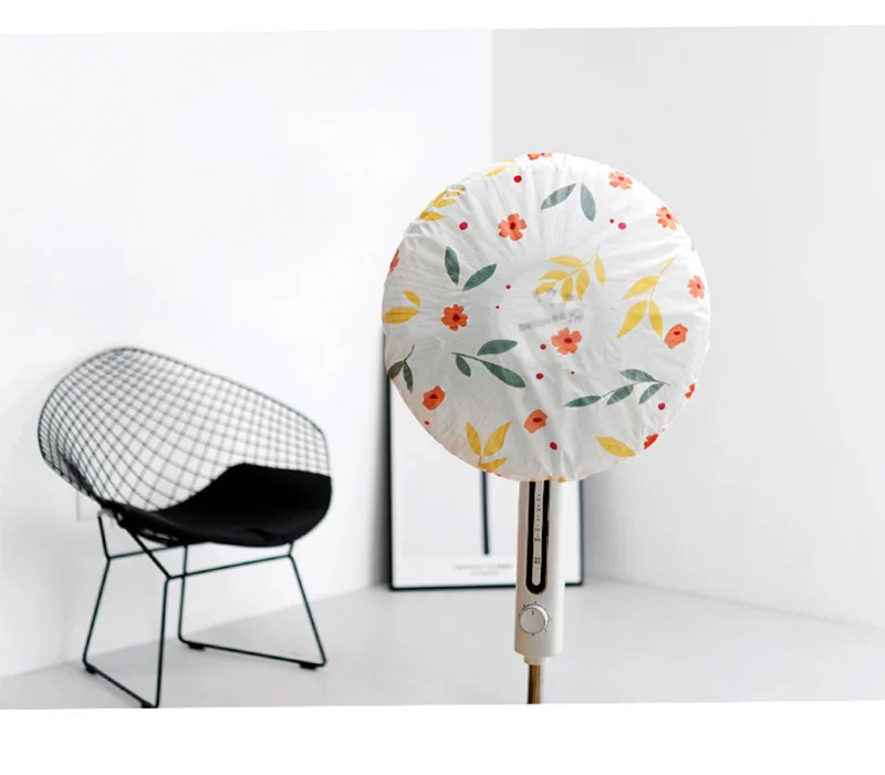 PEVA Floral Round Fan Protection Cover Floor Fan Safety Protection Waterproof Dust Cover