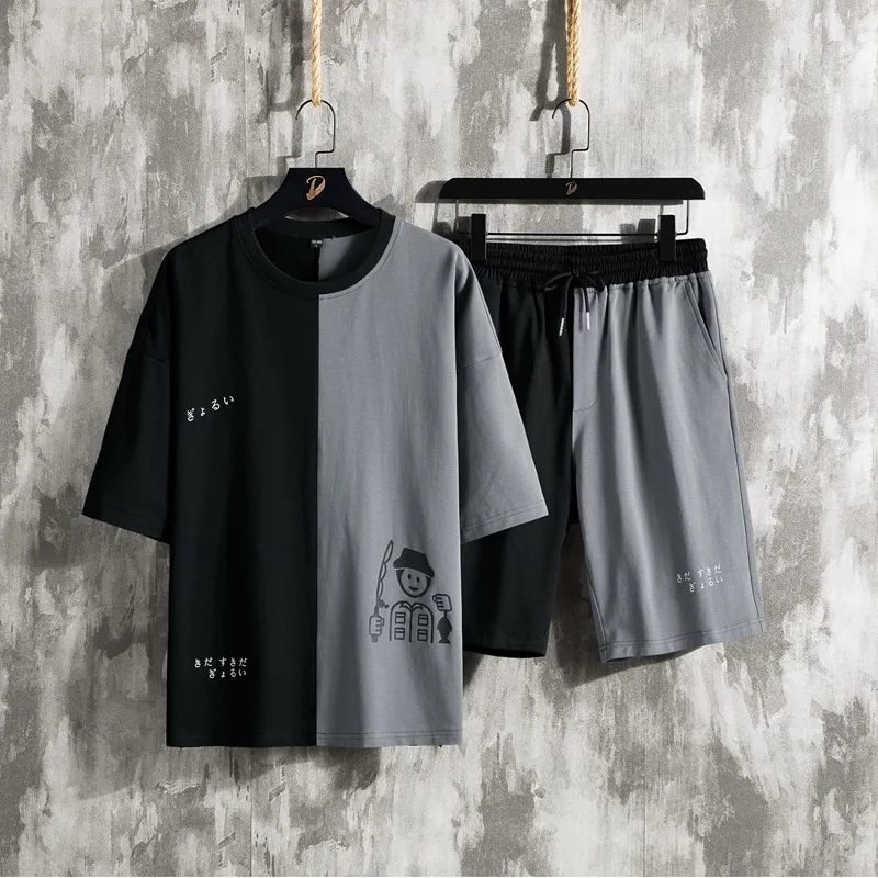 

Casual Men's Sets Summer Tracksuit Men Print Short Sleeve T-shirt 2 Piece+Shorts Quick Drying Short Set Fashion Sportswear Male