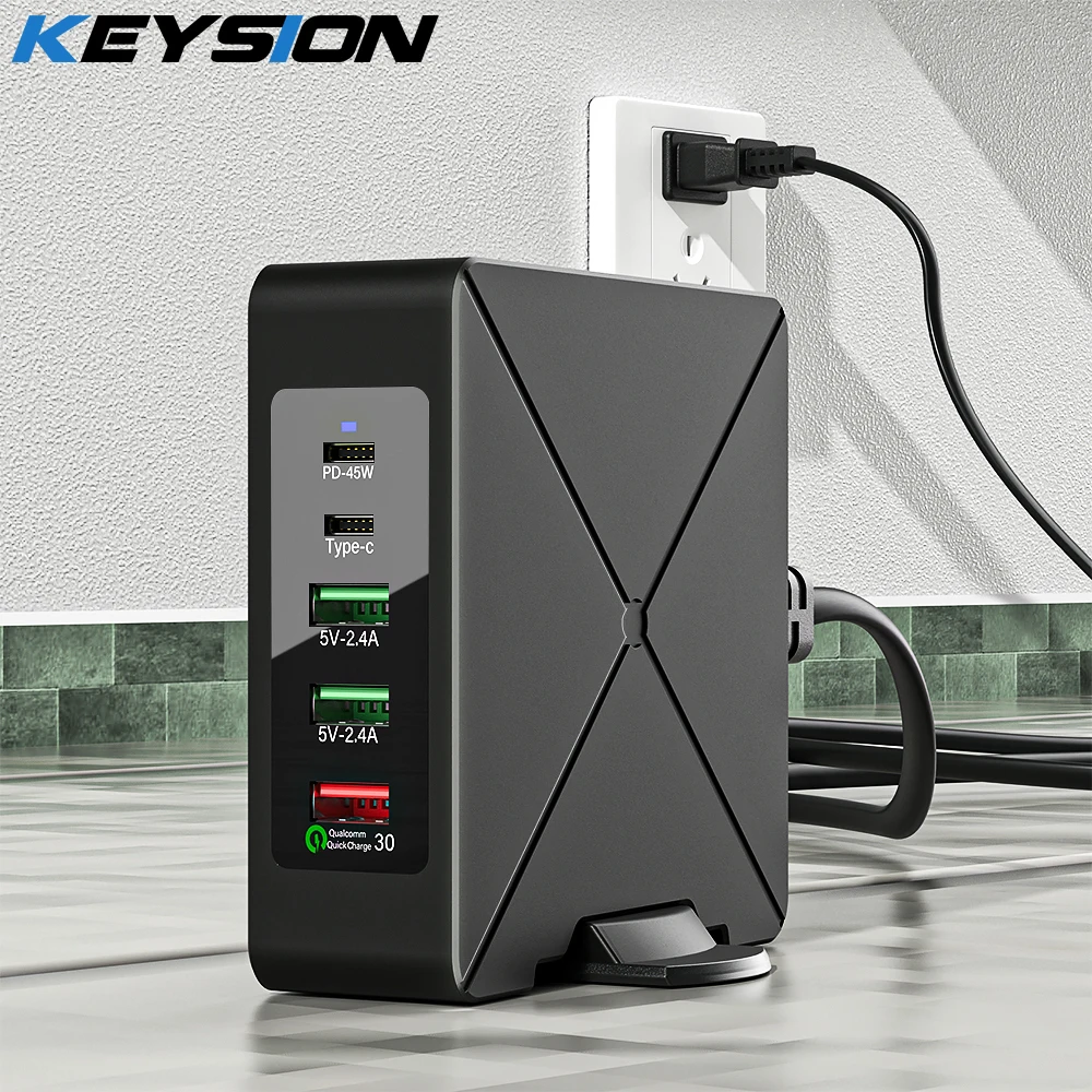 KEYSION 75 Вт 5 портов Мульти USB C PD зарядное устройство Быстрая зарядка QC3.0 Тип Зарядка