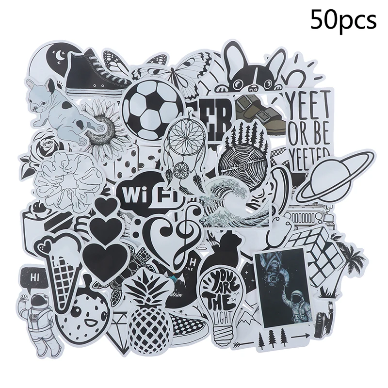 

50PCS Self Adhesive Handmade Paper Stickers For Diary Scrapbook Book Waterproof Laptop Decals Stickers Stationery