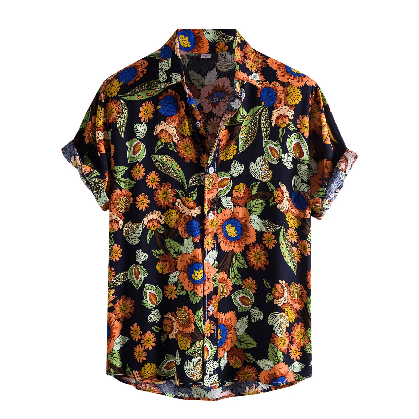 

Floral Shirt Vintage Shirts Men Short Sleeve Print Casual Mens Aloha Shirt Beach Holiday Hawaiian Camisas Summer chemise homme