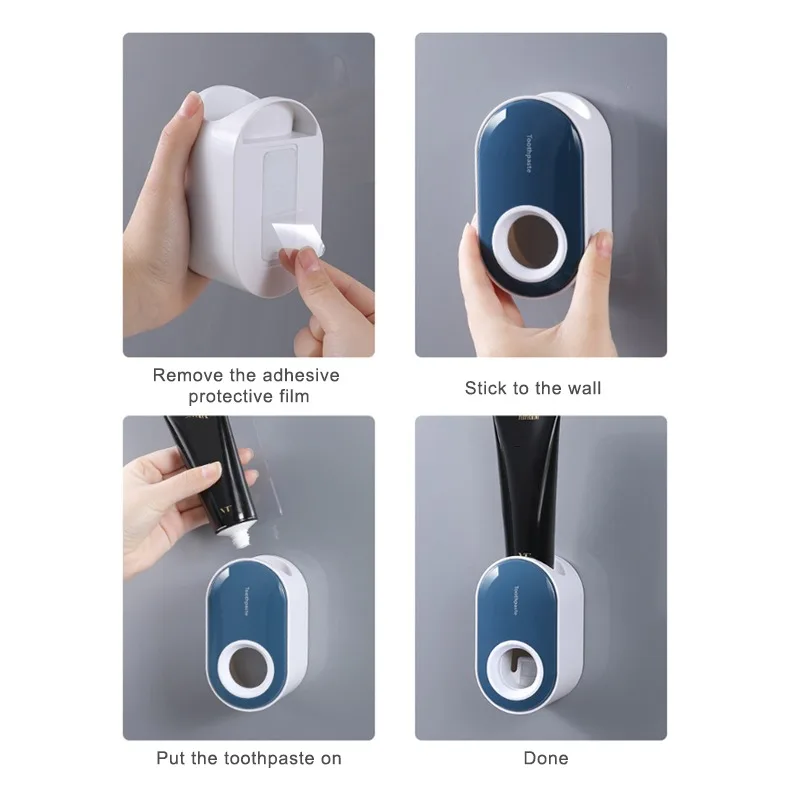 

Automatic Toothpaste Dispenser Wall Mounted Stand Toothbrush Holder Stand Punch Free Toothpaste Squeezers Bathroom Accessories