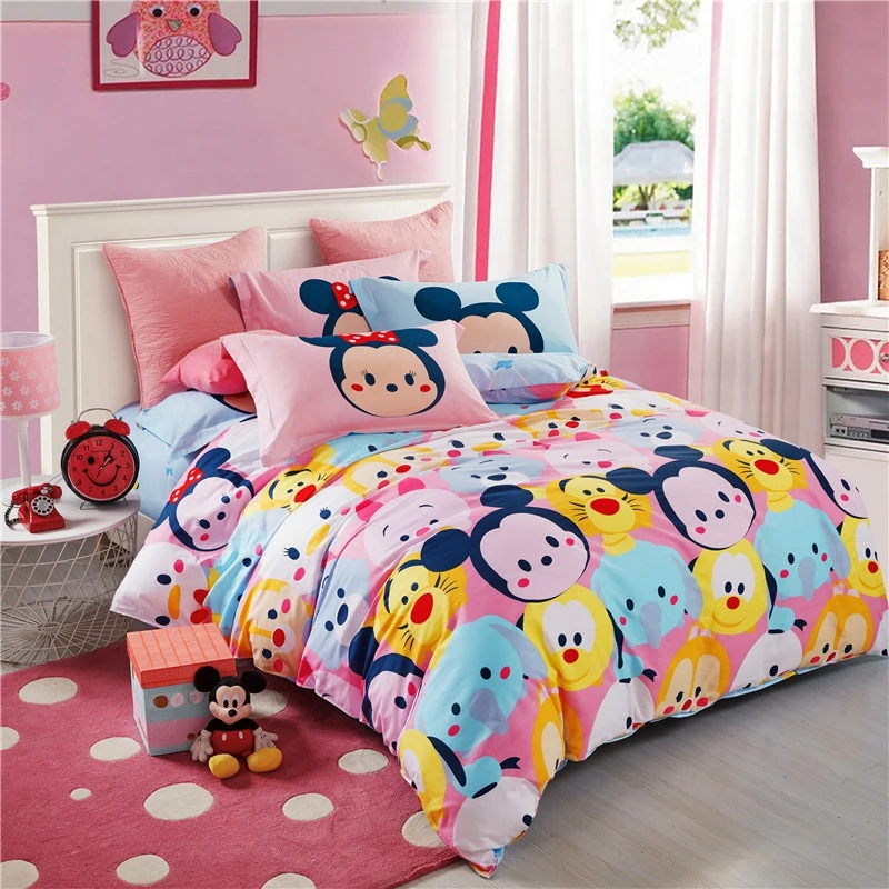Disney Color Lovely Mickey Mouse Tigger Series Design Bedding Set Children Bedroom Decoration Down Quilt Pillowcase Home Textile