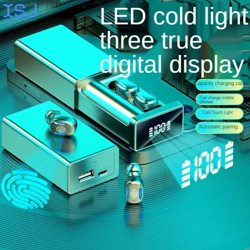 

Wireless Bluetooth Headset Binaural Fingerprint Touch, Large Power, Ultra Long Standby Life, Suitable for Android and Apple