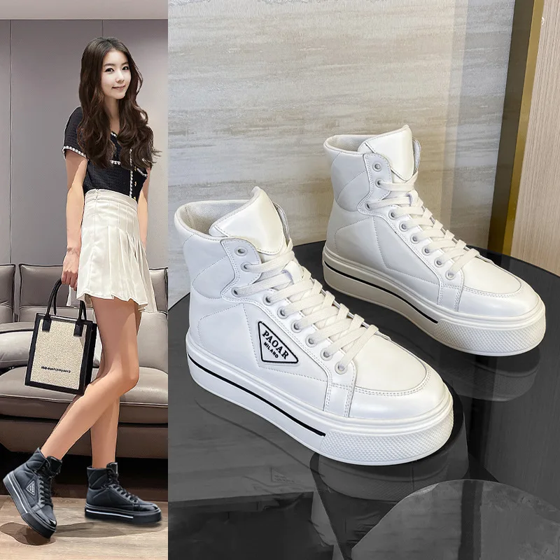 

Casual High Top Martin Boots Women White Shoes Sneakers Platform 2021 Autumn New Short Design Ankle Boots Women Casual Shoe