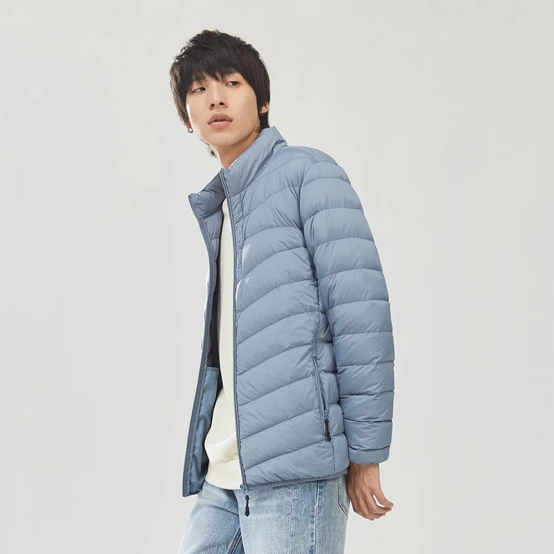 Metersbonwe Stand-up Collar Lightweight Down Jacket Men New Winter Urban Solid Color Ultra-light Male Down Coat Outerwear Brand