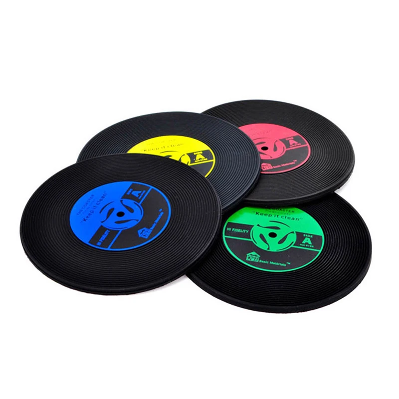 Силиконовые подставки для чашек ретро виниловых CD записей настольные напитков