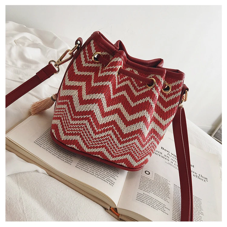 Женская сумка через плечо в китайском стиле плетеная Сумка-мешок ручной работы
