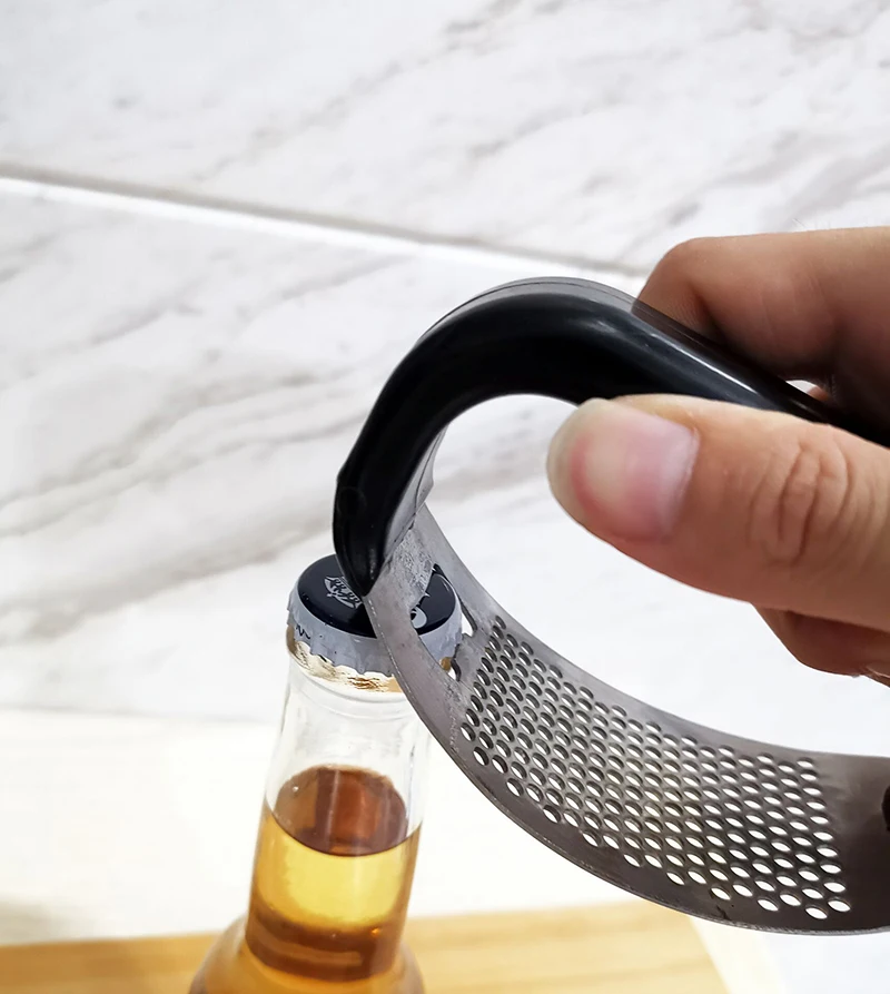 Новый изогнутый пресс для чеснока из нержавеющей стали Многофункциональный