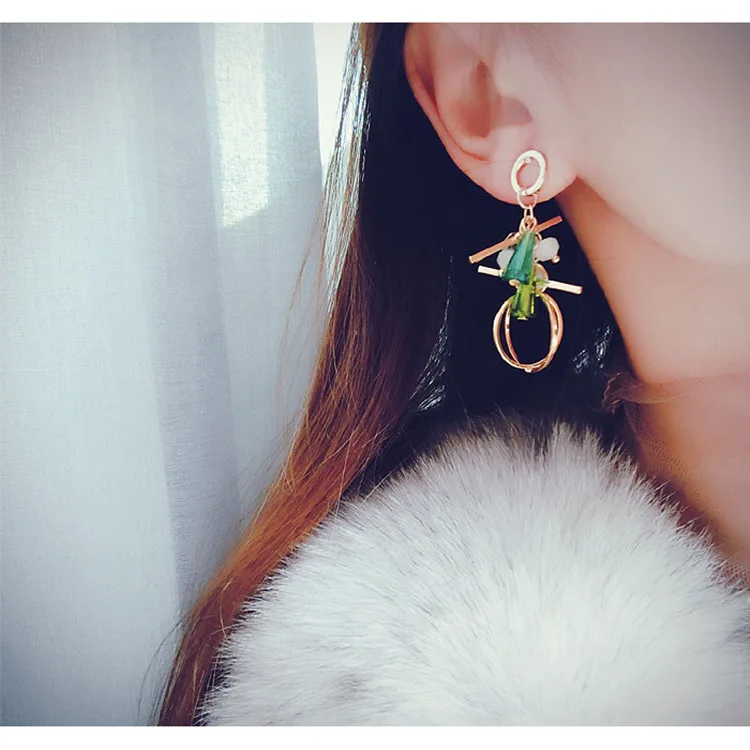 Асимметричный Кристалл Длинная кисточка звено цепи висячие серьги для женщин