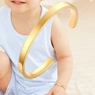 Детский Браслет-манжета золотистого цвета для мальчиков и девочек, персонализированная дата рождения, с гравировкой, не вызывает аллергии, без никеля