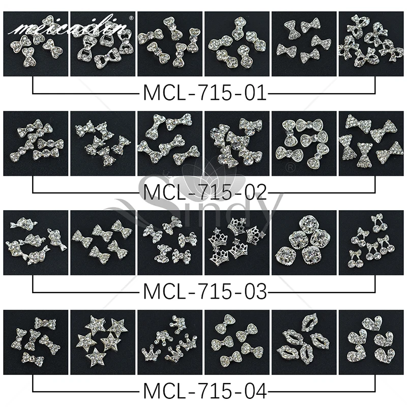 30 шт. AB Clear 3D Стразы для ногтей разные размеры галстуки-бабочки корона украшения