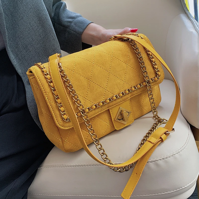 Женская сумка через плечо с цепочкой однотонная небольшая | Багаж и сумки