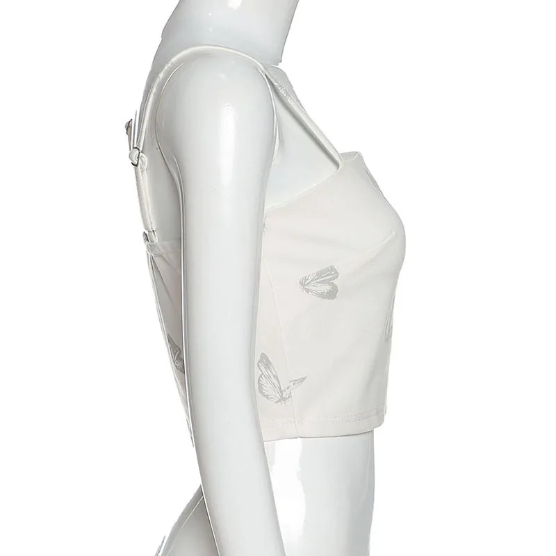 Женский светоотражающий топ на бретельках с принтом бабочек | Женская одежда