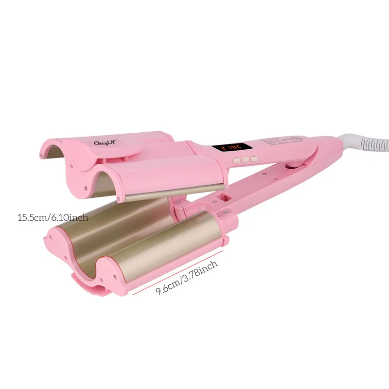 

Tourmaline Ceramic Triple Barrels Hair Curling Iron Wand with LCD Temperature Display Curler Irons Deep Hair Wave Waver Crimper