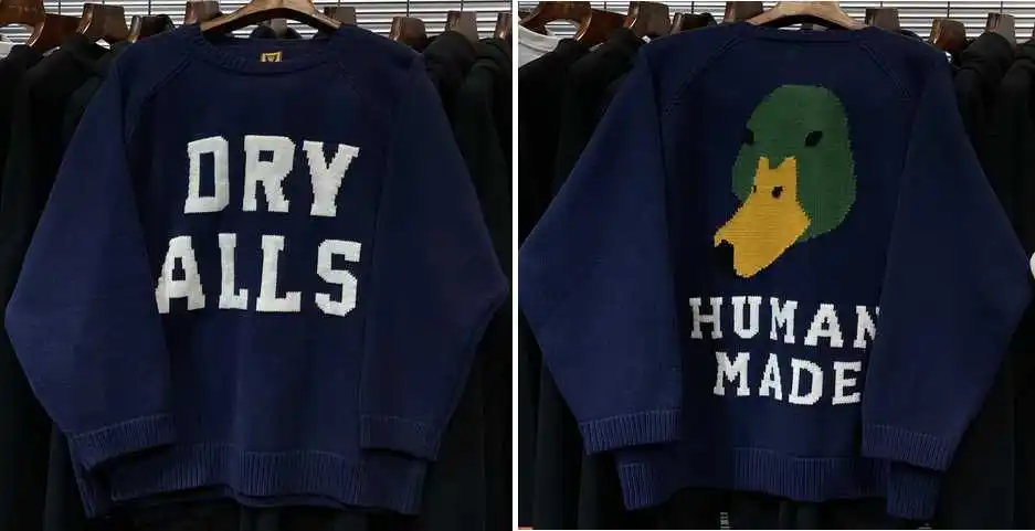 

Human Made Dry Alls Sweater Pullover Harajuku Men Clothing Fashion Knitted Coats Woman Designer Streetwear Winter Aesthetic Tops