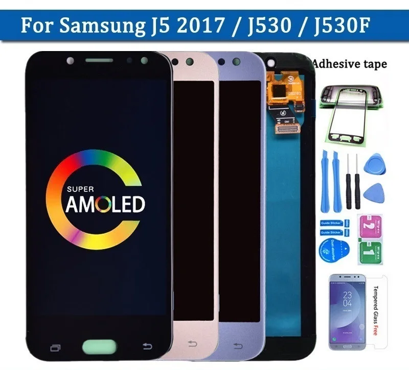 Enlarge 100% Super Amoled LCD For Samsung Galaxy J5 2017 J530 J530F AMOLED LCD Display Touch Screen Digitizer Assembly free shipping