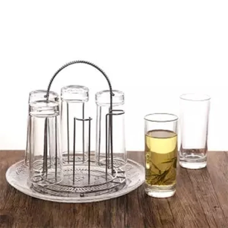 Стеклянная чашка домашний набор 6 шт. в упаковке с подносом подстаканником