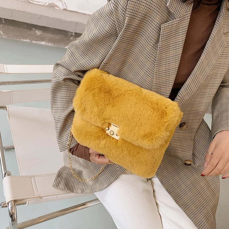 

Women Handbag,Popular Winter Plush Mini Chain Square Bag Women Bag 2020 New Texture Single Shoulder Messenger Bag,