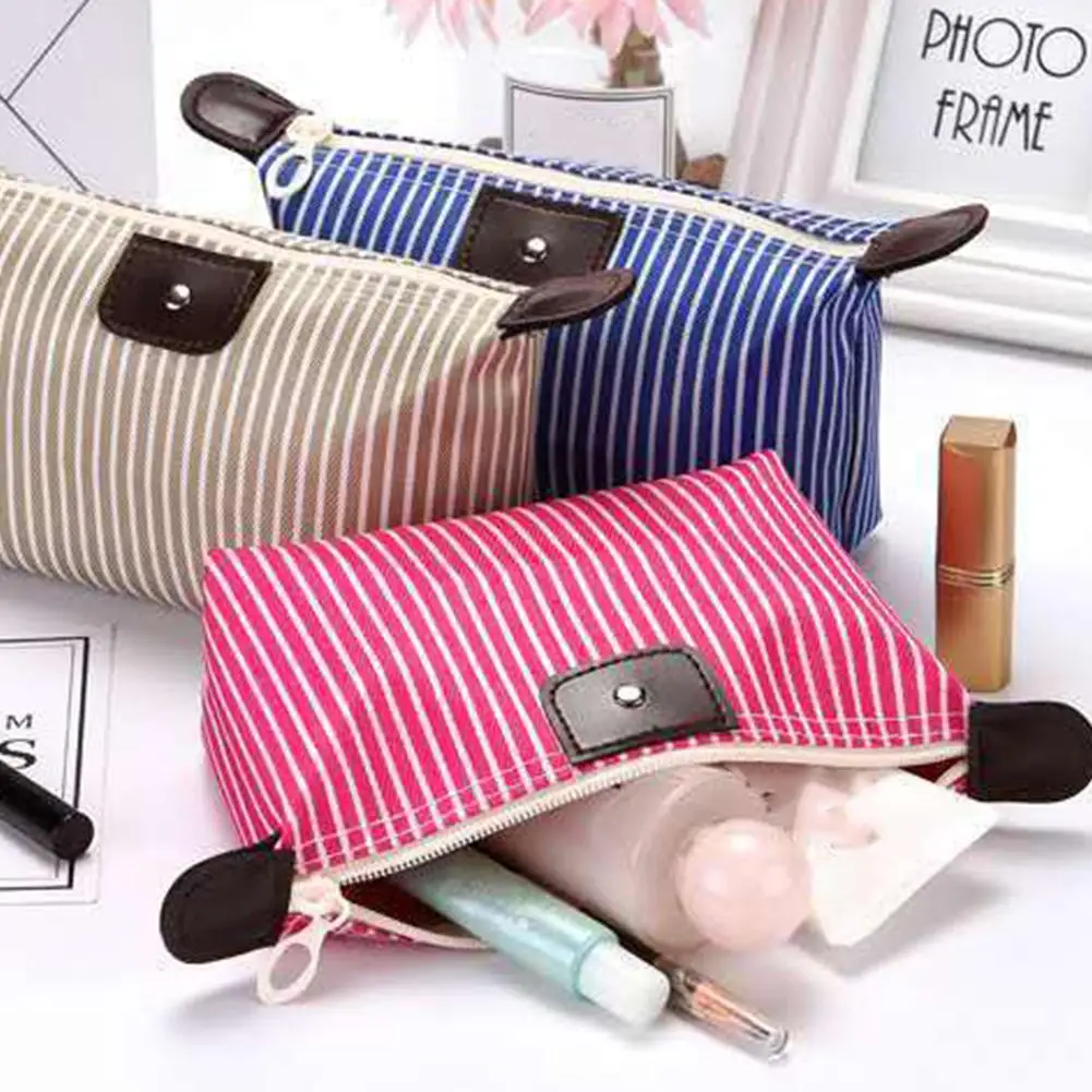 Складные полосы печати водонепроницаемый макияж сумка молния путешествия