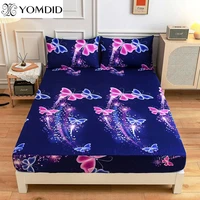 yomdid new product 1pcs polyester printed fitted sheet mattress cover four corners with elastic band quilted bed protector