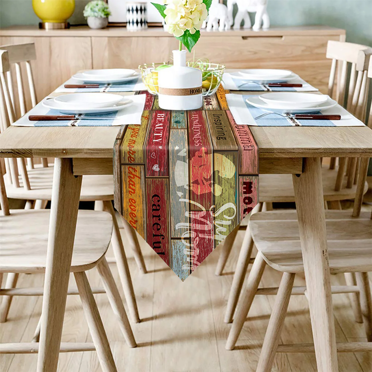 День матери Гвоздика Любовь Ретро Деревянные Настольные бегуны для свадебной