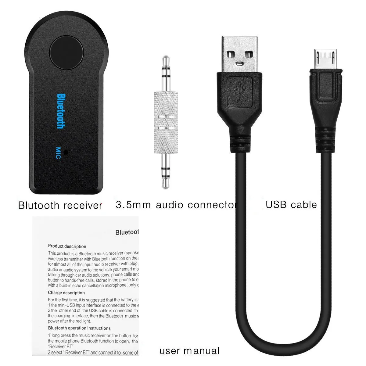Беспроводной Bluetooth приемник 3,5 мм Aux стерео усилитель музыка домашний автомобильный Bluetooth адаптер микрофон