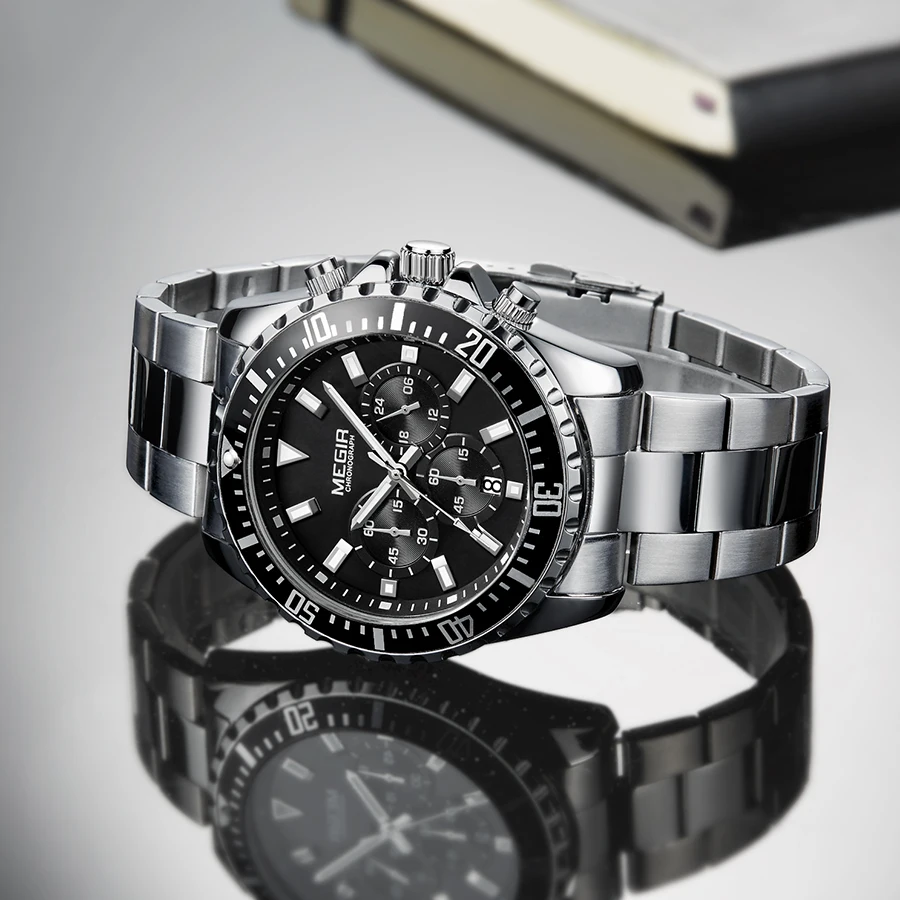 MEGIR Бизнес Кварцевые часы для мужчин из нержавеющей стали армейские военные