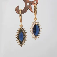bohemia dangle drop earrings for womens earrings gold plated earring with navy blue heart zircon jewelry for wedding party