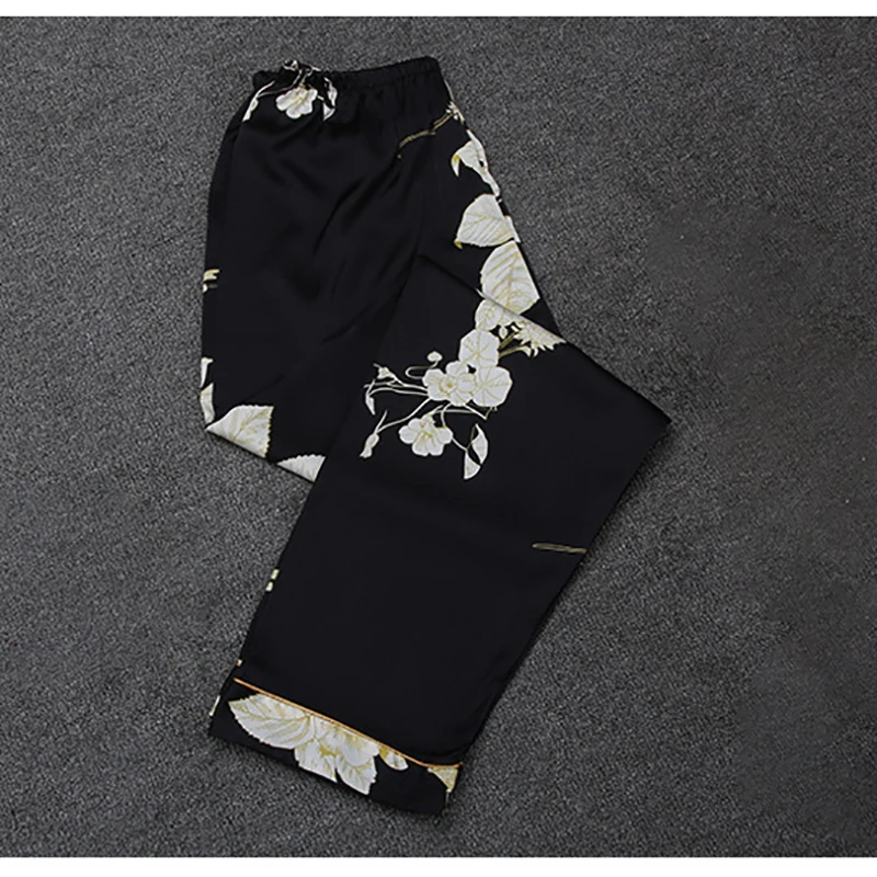 

Women Spring Summer Nightgown Faux Silk Pajamas Sets for Female Sleepwear Lounge Satin Print Simple Style Pijama Mujer Home Suit