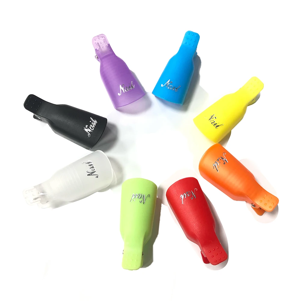 10 шт. Пластик лак для ногтей зажимов био Гели Soak Off Кепки зажим снятия гель лака