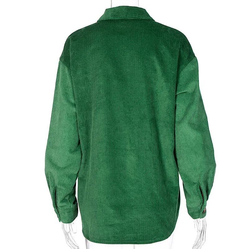 

Zoctuo Women Turn Down Collar Button Long Sleeve Soild Color Green Loose Tops Coat 2020 Fashion Autumn Fall Coat Winter Clothes