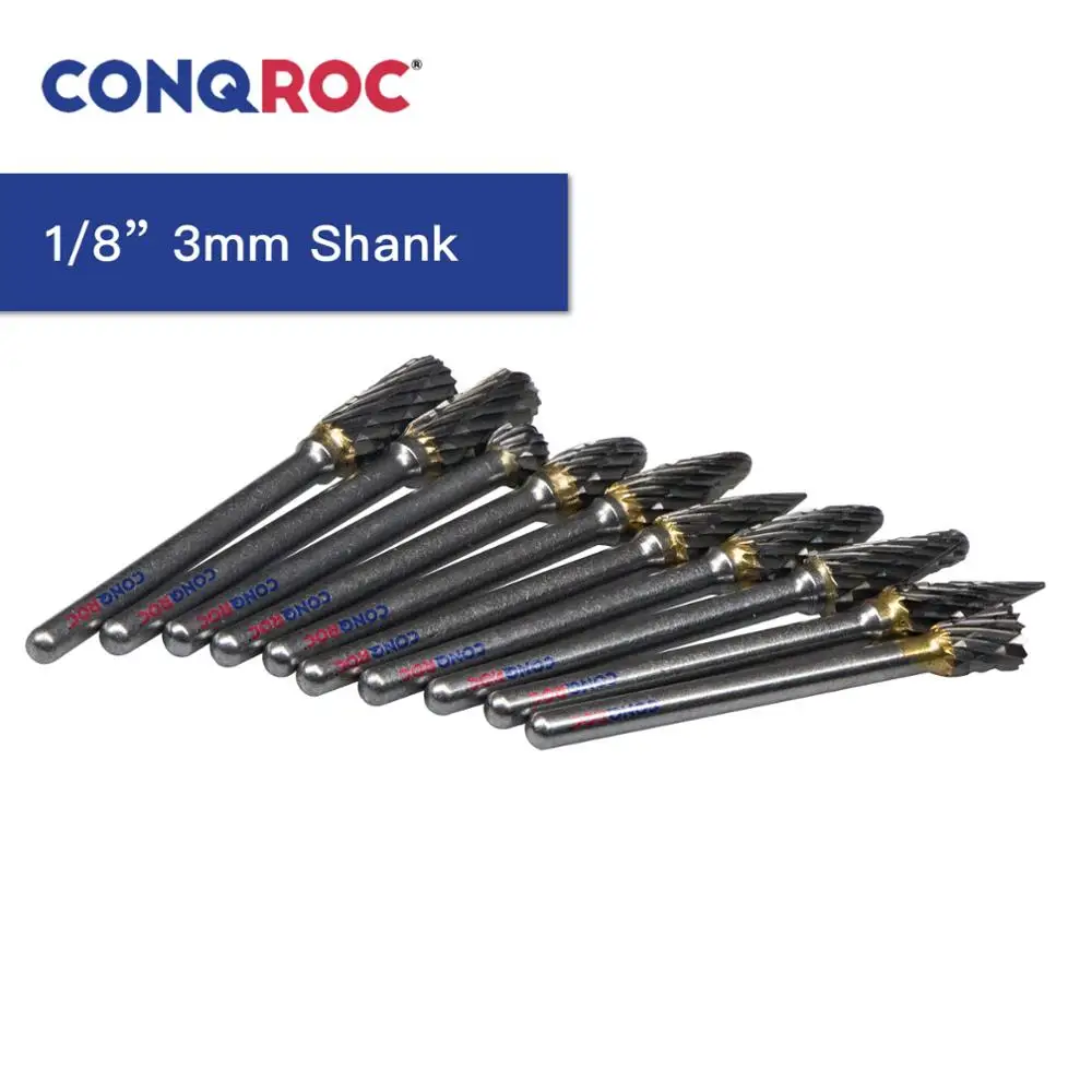 Набор твердосплавных заусенцев для гравировки диаметр 5 мм хвостовик 3 1/8 дюйма 10