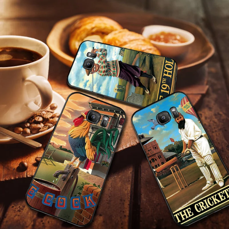 Luxury Black Case For Samsung A3 4 5 6 plus A8 9 A10 A20 30 A40 50 A60 A70 2017 M40 J6 Cover Retro medieval wacky paintings | Мобильные