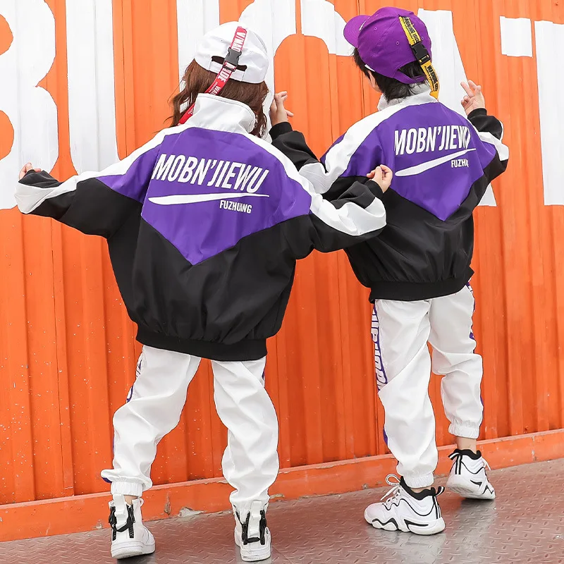 Одежда для мальчиков и девочек в стиле хип-хоп танцевальные костюмы детей куртка
