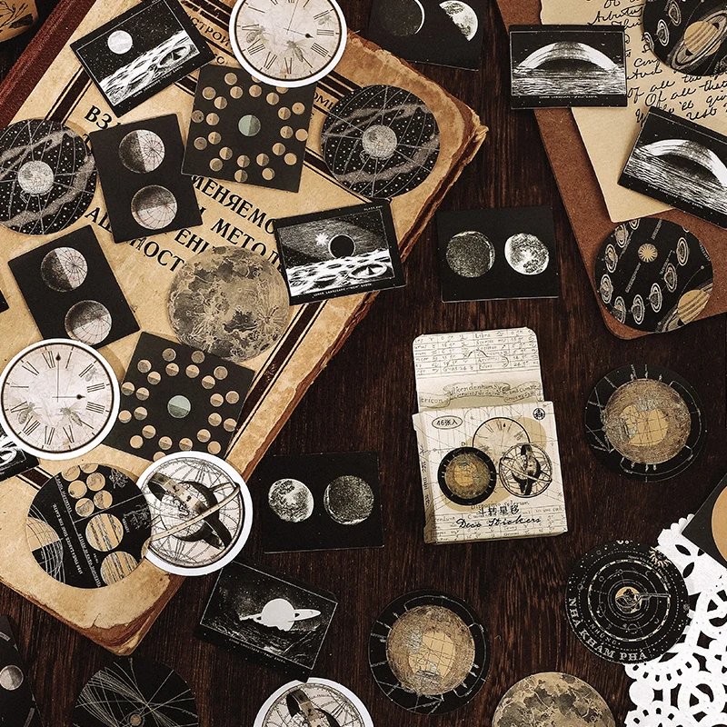 46 шт Винтаж Galaxy Стикеры &quotсделай сам&quot Скрапбукинг Журнал база коллаж мобильный