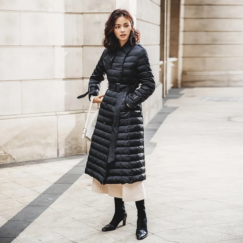 

AIGYPTOS Slim temperament in the long section over the knee thin section warm white duck down jacket female autumn and winter