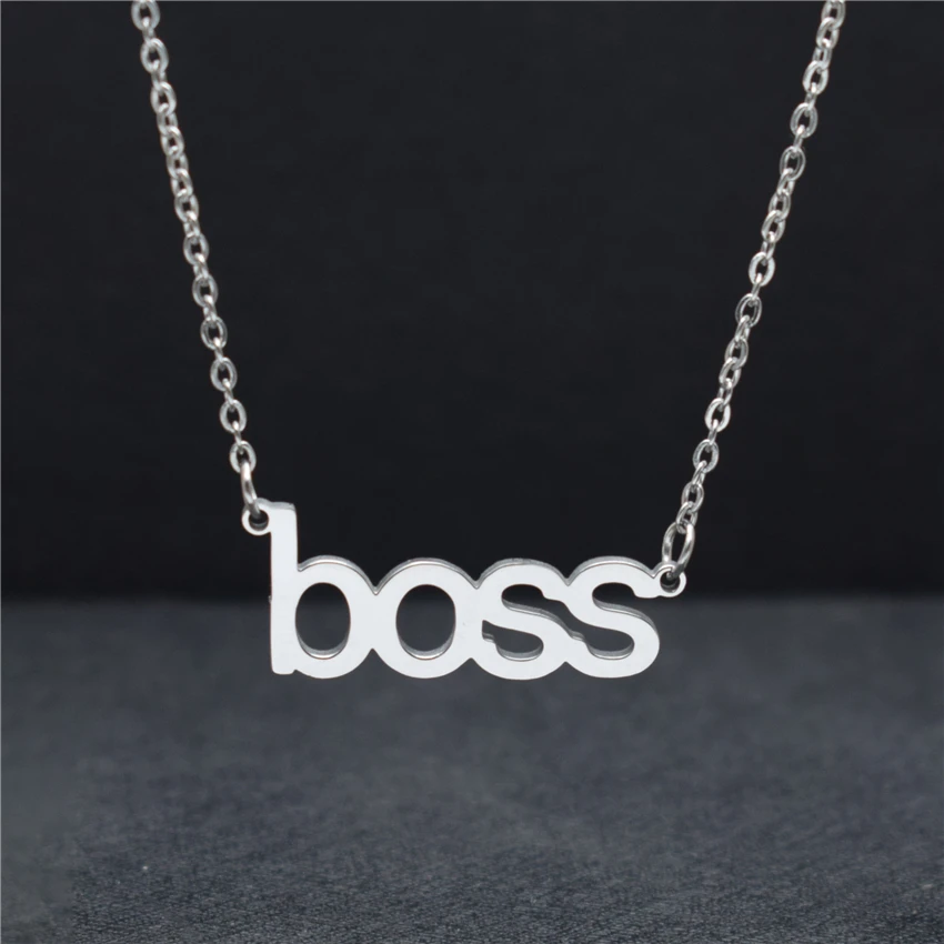 

Choker Chain Gold Color Custom Name Boss Pendant Necklaces for Women Bijoux Femme Stainless Steel Fashion Jewelry