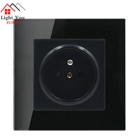 crystal glass panel wall switches led indicator uk eu socket switch power outlet black color 1 gang 2 gang