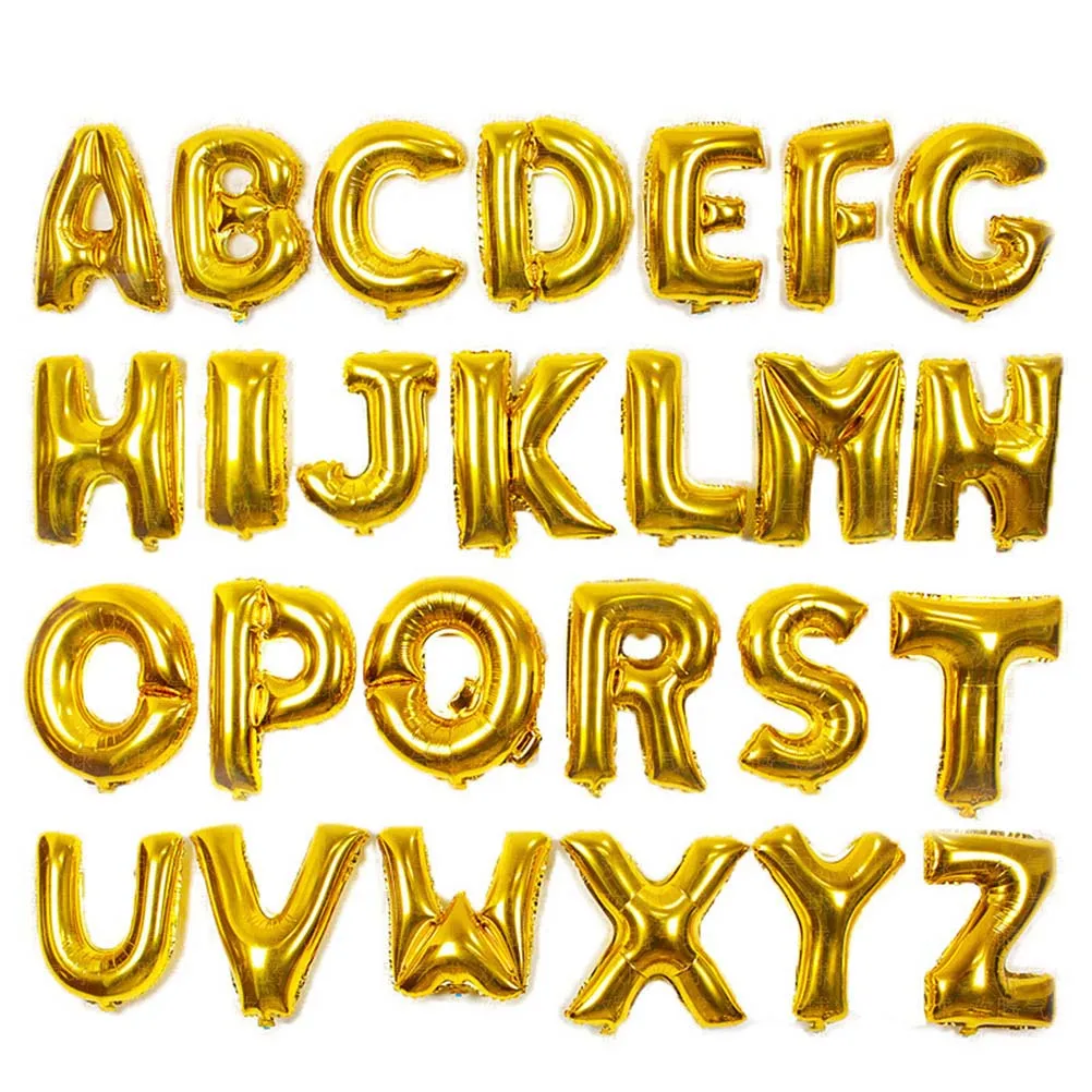 

16inch Alphabet Foil Balloon A-Z Optional 26 Letters Balloons Birthday Wedding Party Festival Decoration Supplies (Golden)