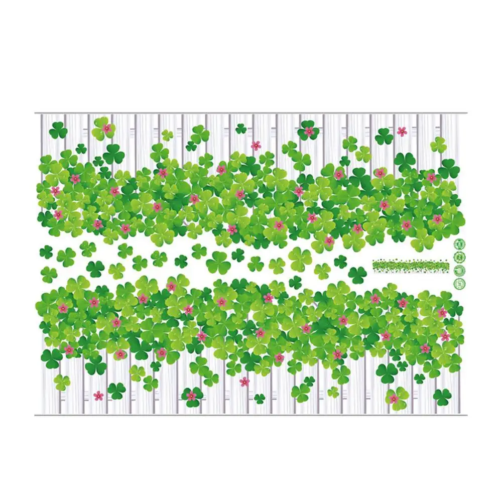 Зеленые Стикеры для растений на стену DIY Клевер настенные наклейки современное