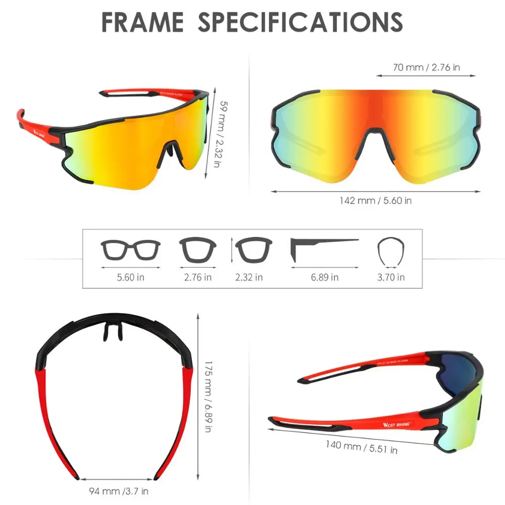 

WEST BIKING Polarized Cycling Glasses Outdoor Sport Sunglasses MTB Mountain Bicycle Eyewear UV400 Protection Cycling Goggles