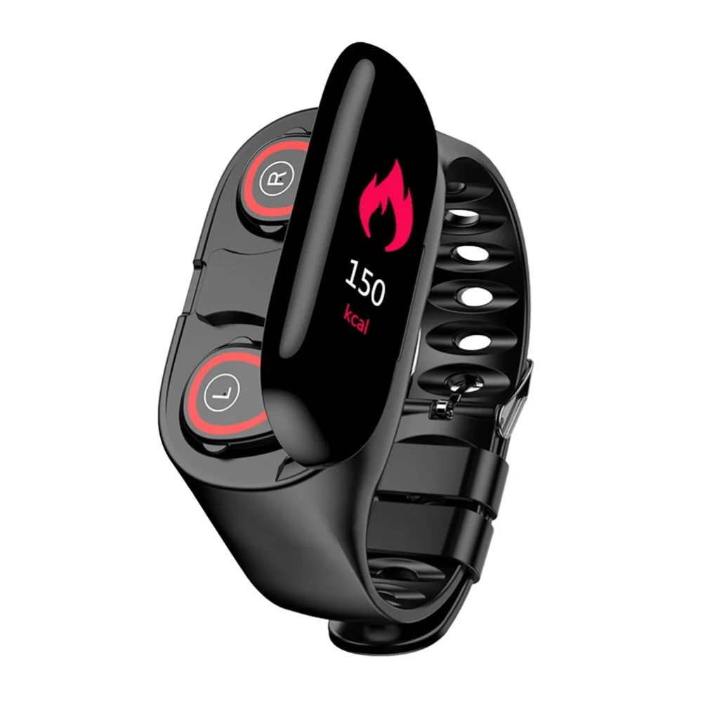 2-в-1 Беспроводной Bluetooth наушники монитор сердечного ритма многофункциональные спортивные часы-браслет