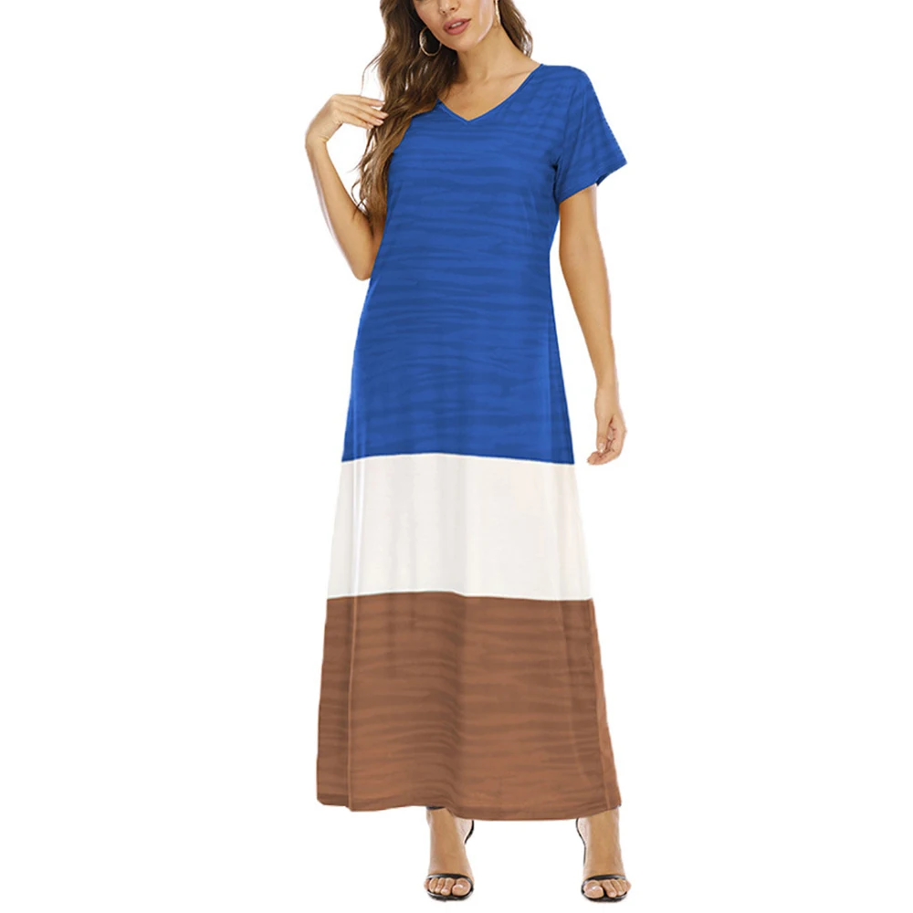 

Женские свободные сексуальные повседневные платья с V-образным вырезом, женская одежда в полоску, свободные трапециевидные женские платья-...