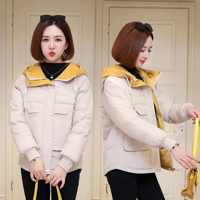 

2020New Winter Jacket Women Parkas Hooded Thick Down Cotton Padded Parka Female Jacket Short Coat Slim Warm Jaqueta Feminina 538