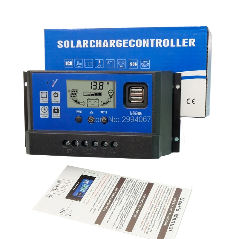 60A 50A 40A 30A 20A 10A 12V 24V Авто Панели солнечные Батарея Зарядное устройство контроллер