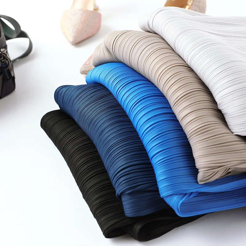 

LANMREM 2021 Autumn Elastic Waist Pleated Ankle-length Wide Leg Pants High Waist Solid Color All-match Cloth For Women 2A2875